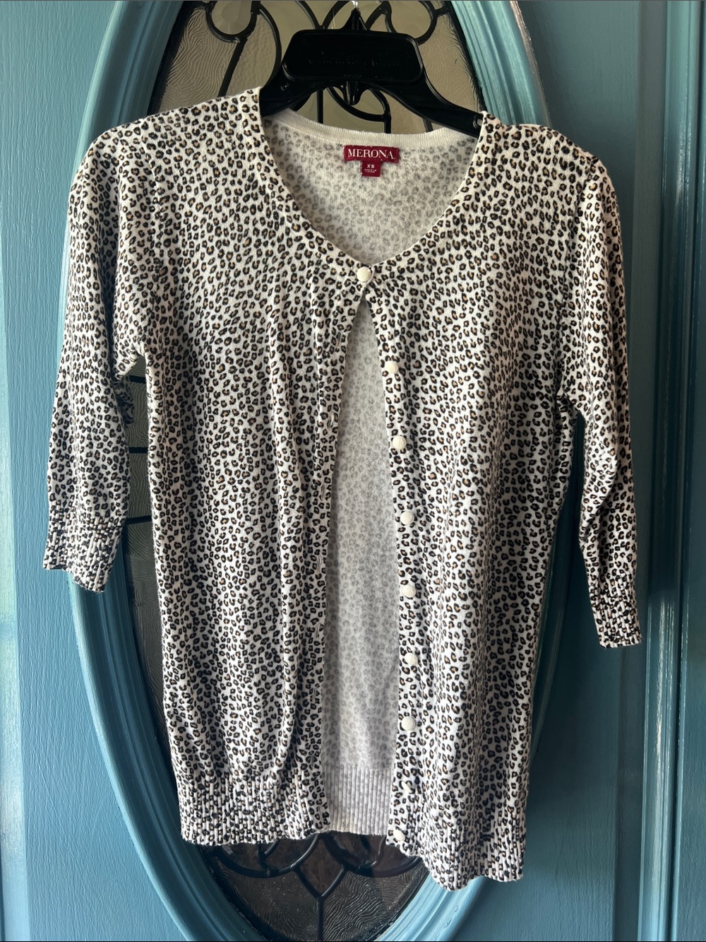 Merona Black and White Leopard-Print Lightweight Cardigan